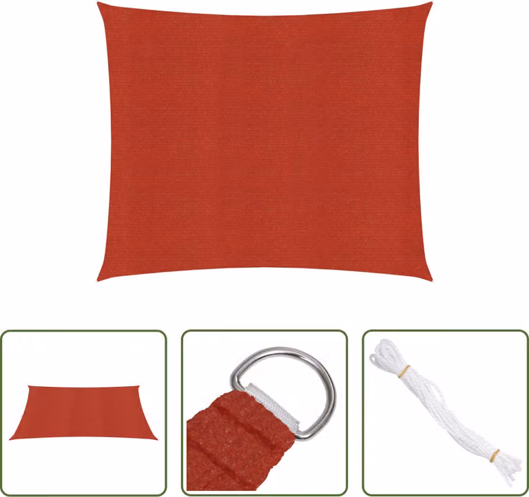 The Living Store Tenda da sole 160 g/m² rosso 2,5x2,5 m HDPE