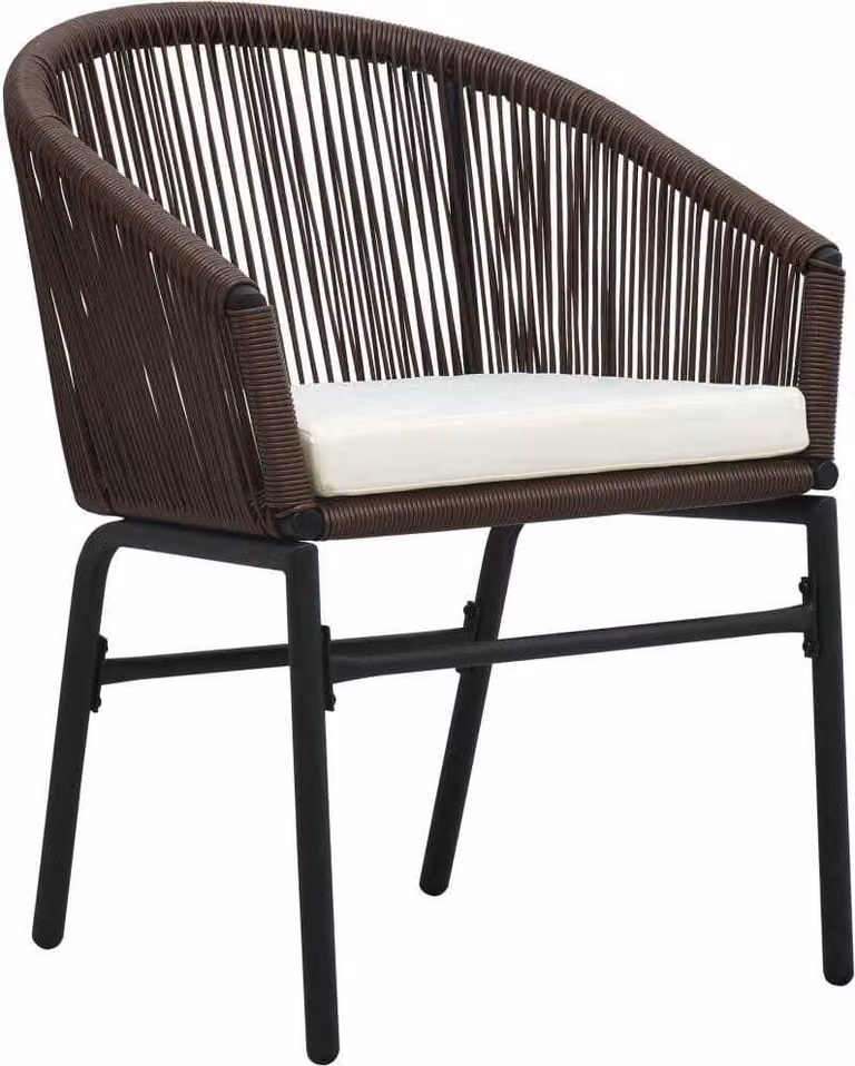 Set da Bistrot 3 pz con Cuscini in Polyrattan Marrone
