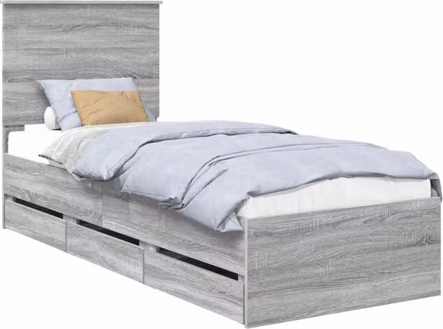 Letto singolo | Letto per adulti | Struttura del letto con cassetto Grigio Sonoma 75 x 190 cm