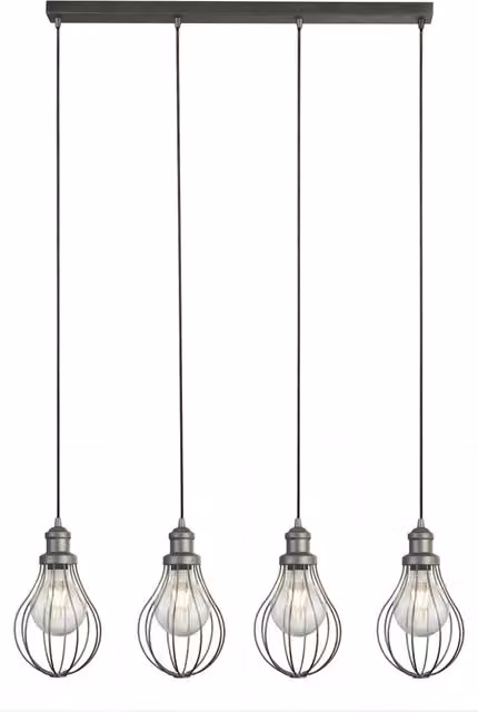 Lampadario Contemporaneo Balloon Acciaio Argento 4 Luci E27