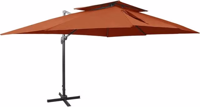 Ombrellone da giardino a braccio HELLOSHOP26 con sistema di ventilazione e struttura in alluminio, colore arancione, L: 400 cm, P: 300 cm – 1