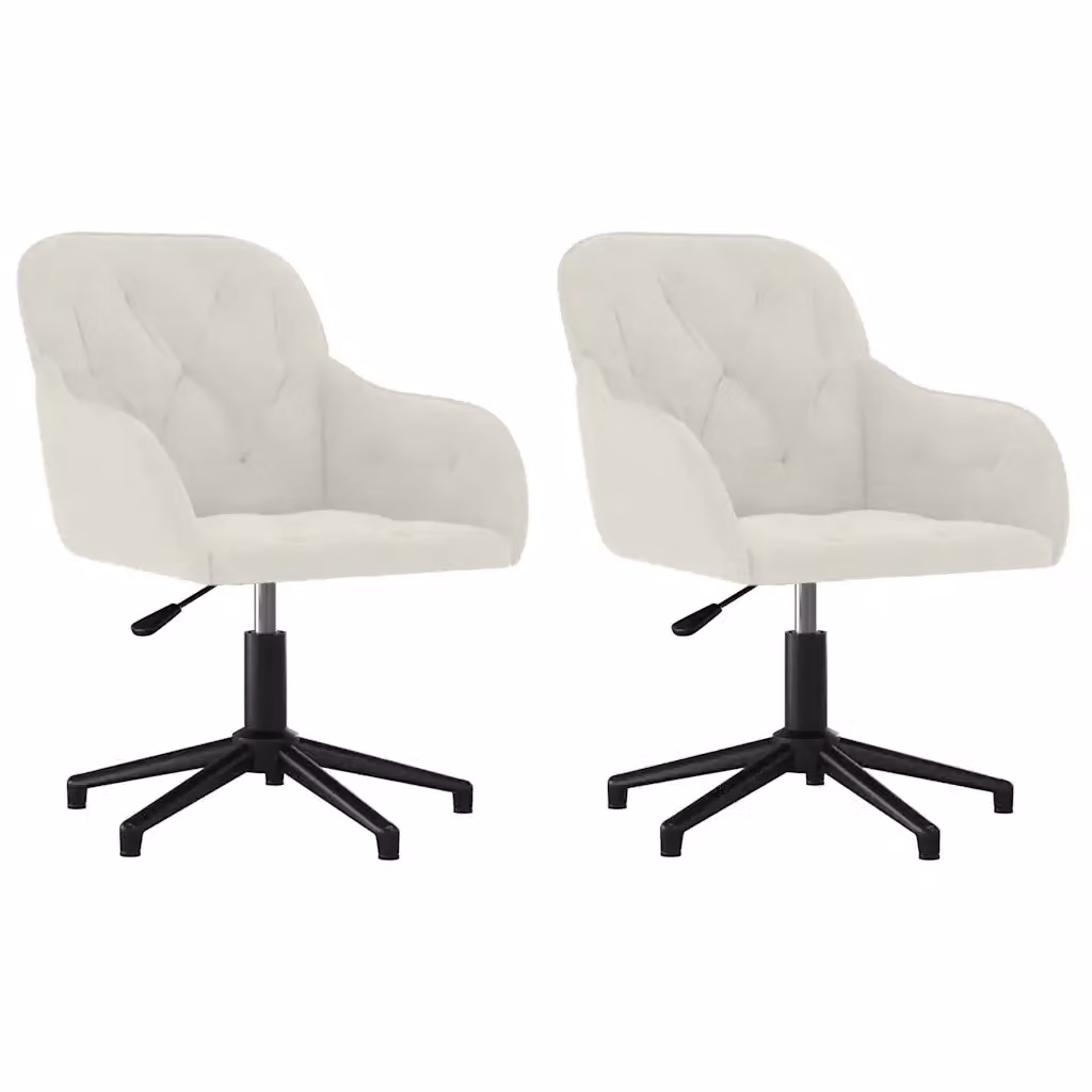 Set di 2 sedie da pranzo girevoli vidaXL in velluto beige con struttura in metallo e legno – 2