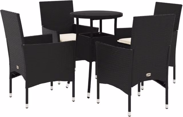 Set da Pranzo da Giardino con Cuscini 5 pz | Set Salotto da Giardino Polyrattan e Vetro