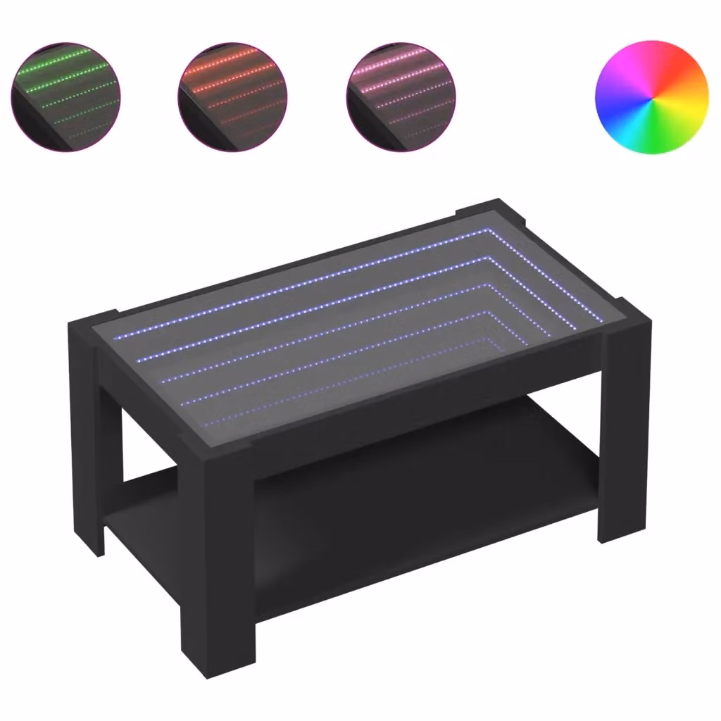vidaXL Tavolino da salotto moderno in legno nero con finitura opaca L: 93 cm, P: 53 cm, H: 45 cm – 2