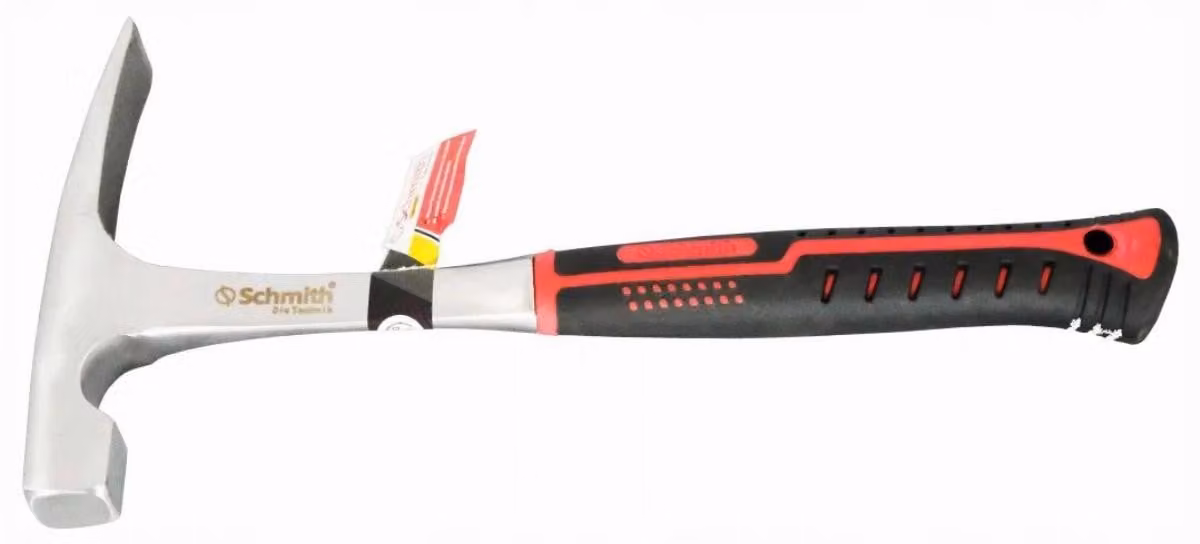 Martello da muratore Schmith, modello Rheinischer, 970 g, con manico in acciaio, utensile professionale per l'edilizia, l'artigianato, il cantiere e l'industria