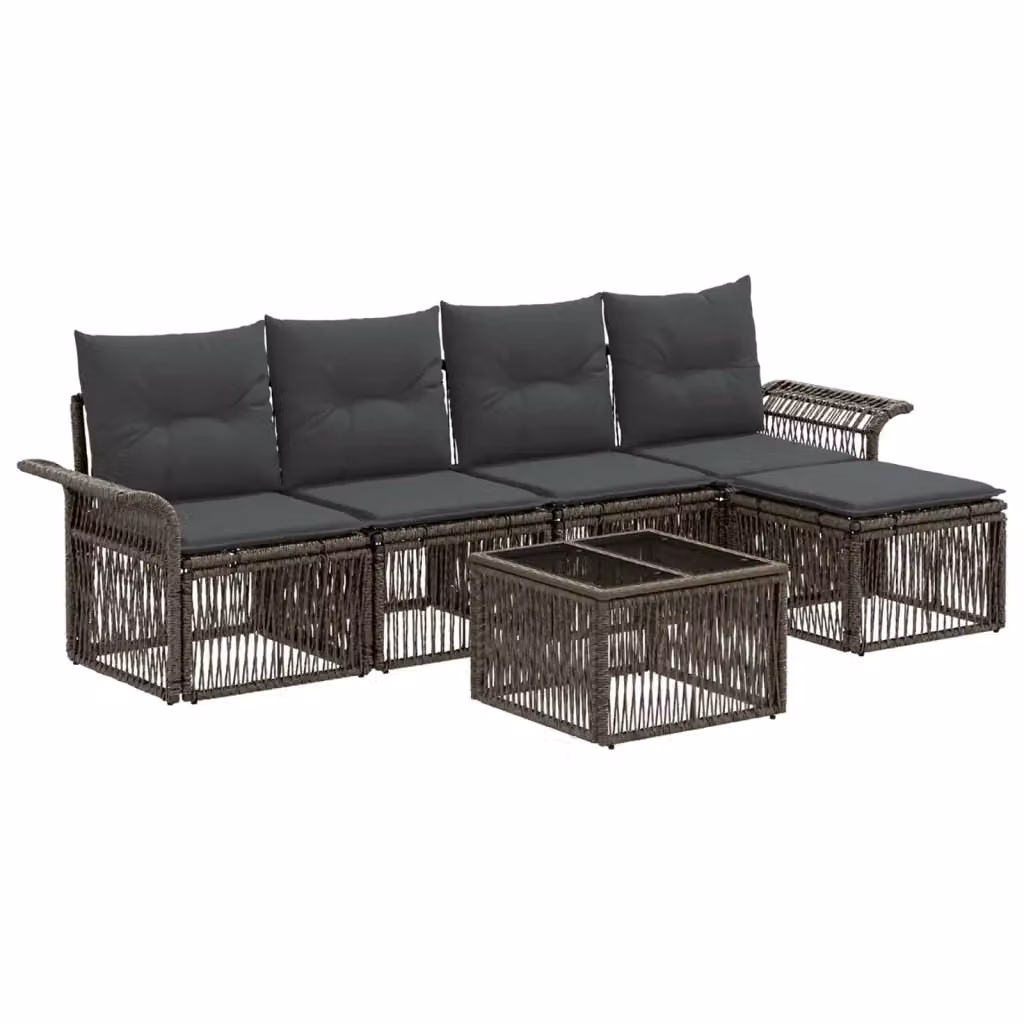 Set Divano da Giardino a L con Tavolino e Pouf vidaXL, 6 Pezzi, Grigio – 2