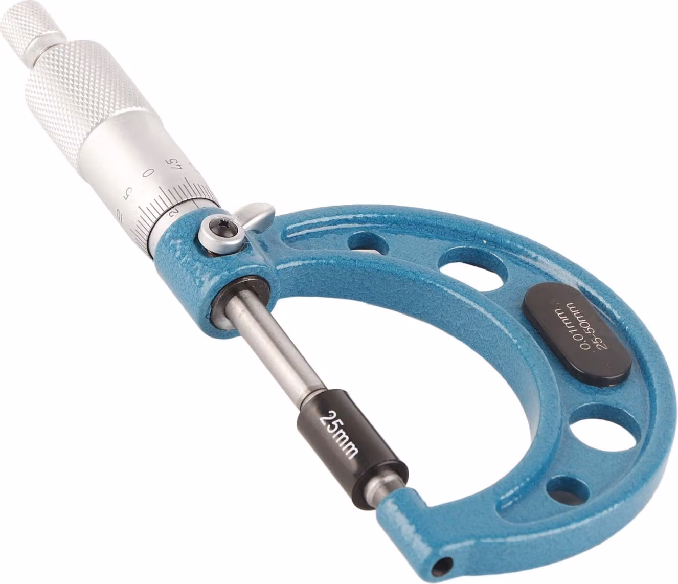 Micrometro esterno, acciaio inox, alta precisione, spessimetro con chiave, 0,01 mm, 25-50 mm