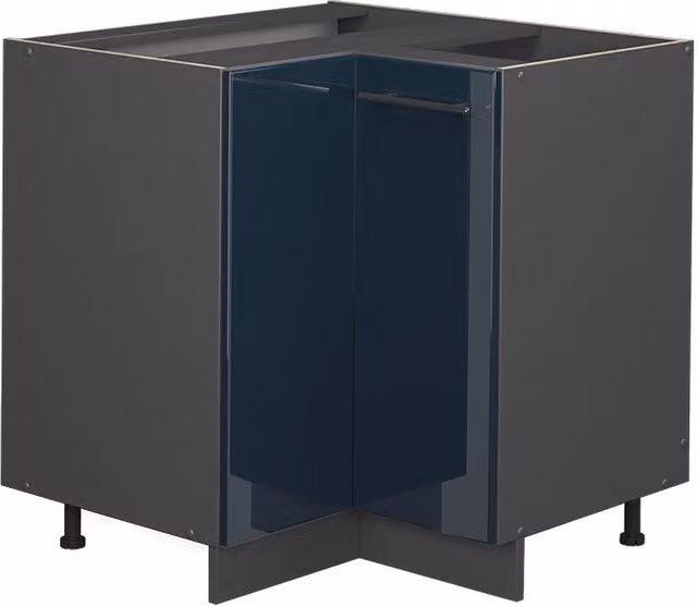 Mobile ad angolo cucina Fame-Line Blu scuro lucido/Antracite 80.5 cm senza piano di lavoro Vicco