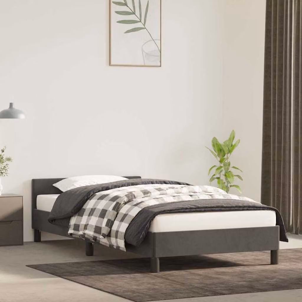 vidaXL Giroletto senza Materasso in Velluto Grigio Scuro L/P: 90 x 200 cm