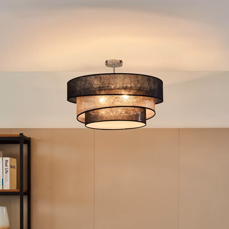Plafoniera soffitto Ayvira Lindby, dimmerabile, Nero, Soggiorno / Sala da pranzo, Moderno, Plafoniera