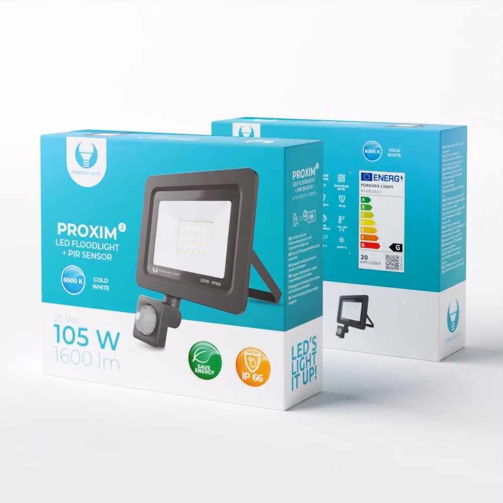 Proiettore LED PROXIM II 20W |6000K| PIR IP66 Forever Light