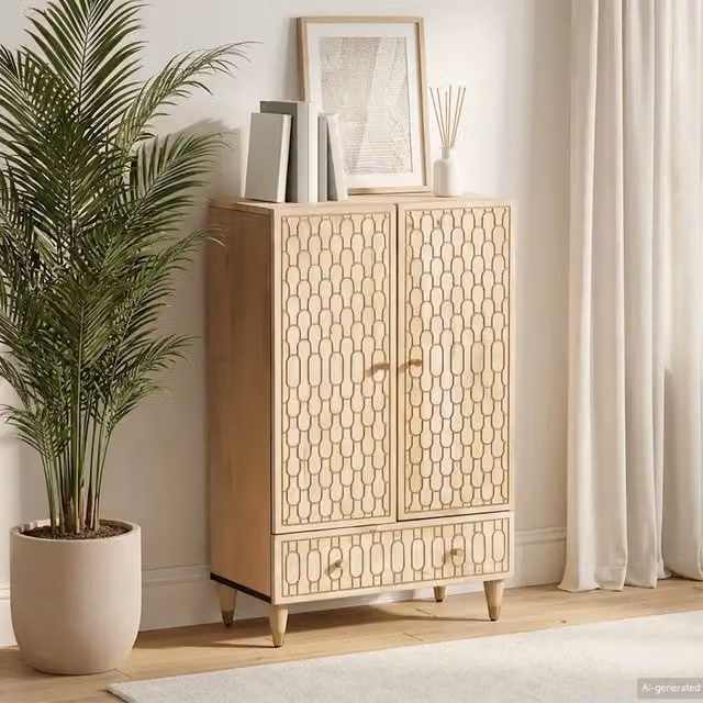 Credenza 60x33x110 cm in Legno Massello di Mango 358278