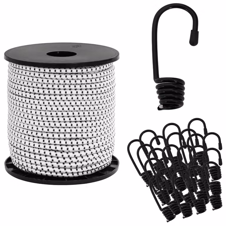 Corde Bungee con Ganci vidaXL in PP e gomma, Nero e Bianco, 6 mm