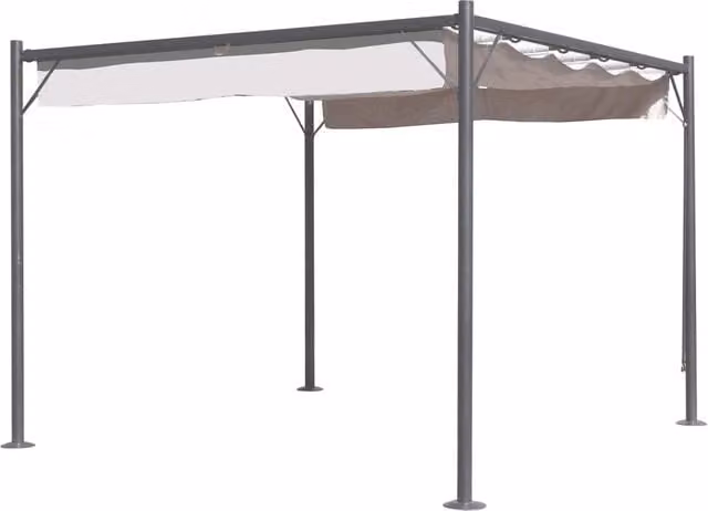 Pergola da Giardino 3x3m in Acciaio e Poliestere Grigio Chiaro