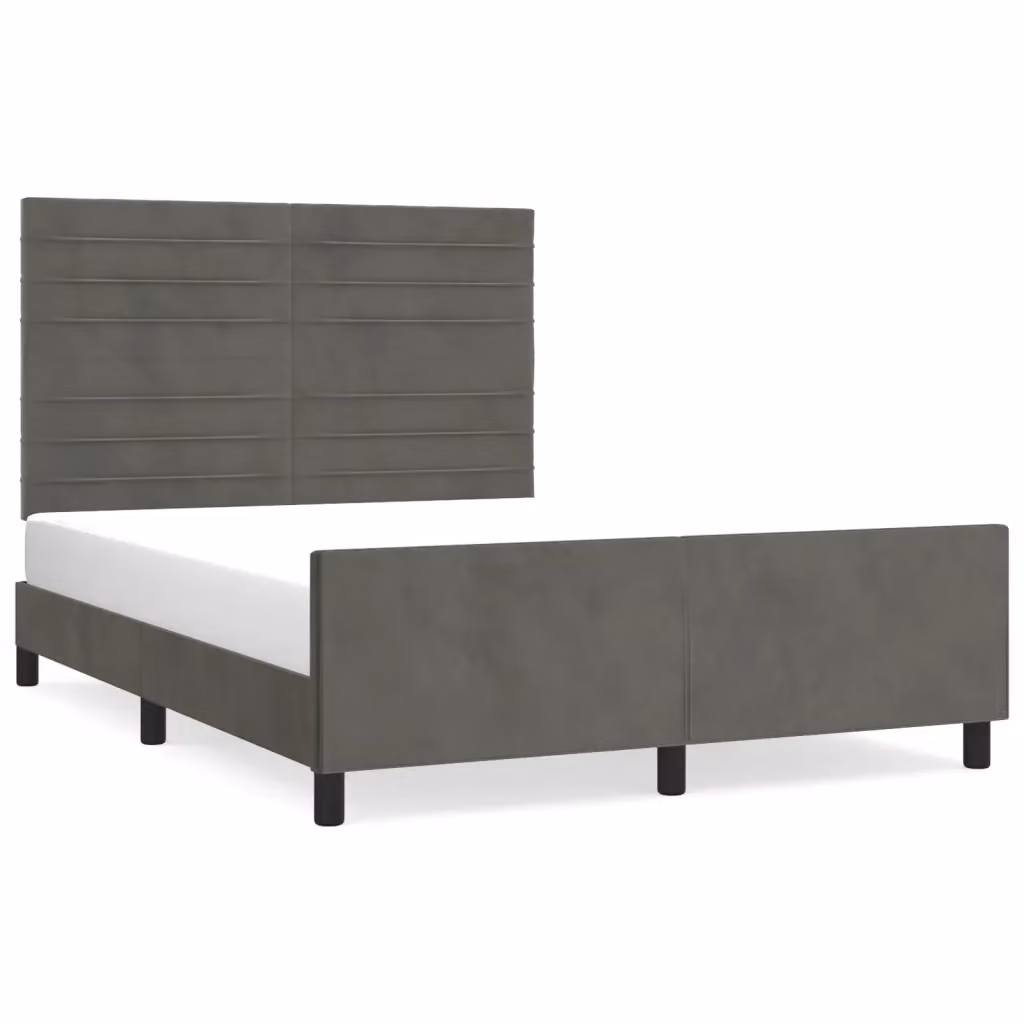 vidaXL Giroletto senza Materasso in Velluto Grigio con Struttura in Legno L/P/H: 140 x 200 x 146 cm – 2