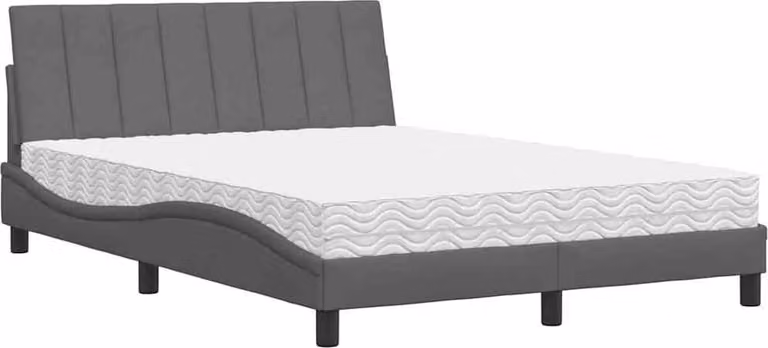 Letto con Materasso Hanko Grigio Scuro 140x190 cm Tessuto