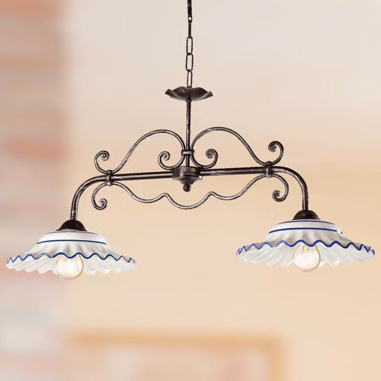 Ceramiche Lampada a sospensione I Biliardi, dimmerabile, Bronzo / Ottone antico, Soggiorno / Sala da pranzo, Ceramica, Campagna / Rustiche, Lampada a sospensione