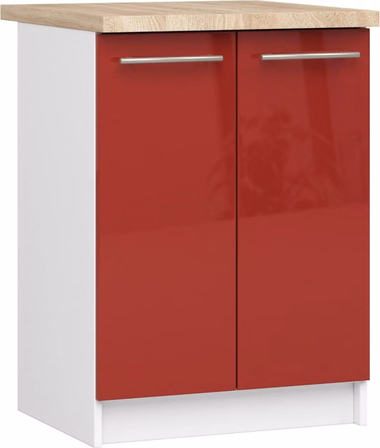 Akord Mobile Cucina Oliwia 2 Ante Con Ripiano Bianco-Rosso Lucido 60X46X85 Cm
