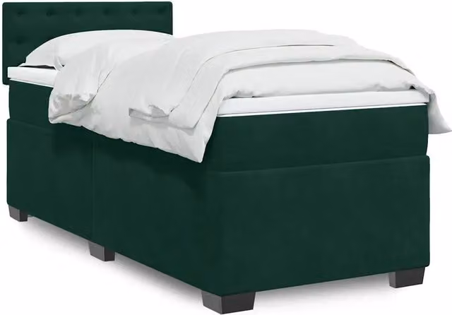 Giroletto a Molle con Materasso Verde Scuro 90x200 cm Velluto 3288513