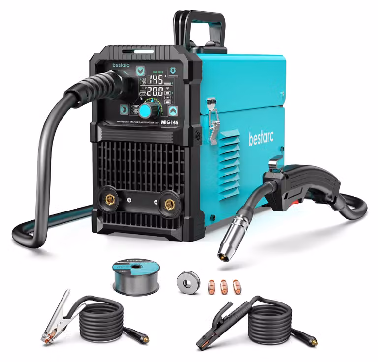 MIG145: Saldatrice MIG – Saldatrice inverter senza gas – 145 A, 220 V – Spina europea – Display LED digitale – Modello 8GEN