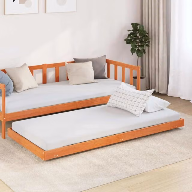 Struttura letto in pino massello vidaXL marrone cerato 80 x 200 cm