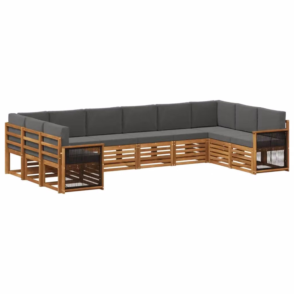 Set di divani da esterno a L vidaXL in legno di acacia con cuscini, beige e antracite – 2