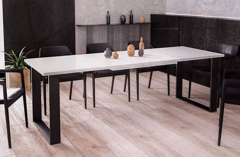 Mobili Endo Tavolo da pranzo Cora allungabile 130 cm - 210 cm Tavolo da cucina Tavolo con pattini (bianco lucido)