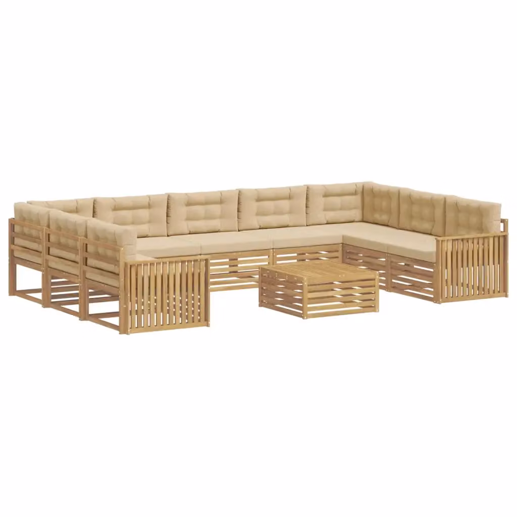 Set di 10 divani da esterno moderni vidaXL in legno di acacia, Bianco e Beige – 2