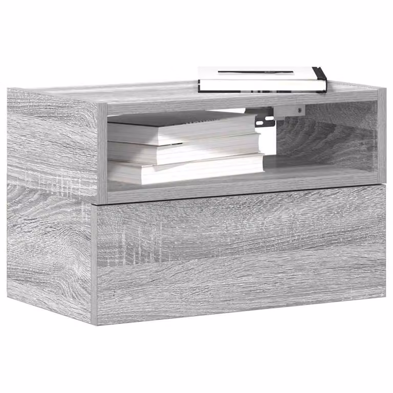 Set di 2 comodini da muro vidaXL in colore grigio Sonoma, L 45 cm x P 26 cm x H 28,5 cm