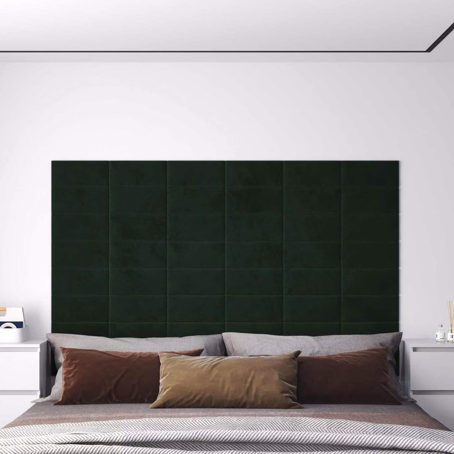 vidaXL Testiera da Parete Imbottita in Velluto Verde Scuro, Set da 12 Pannelli Moderni