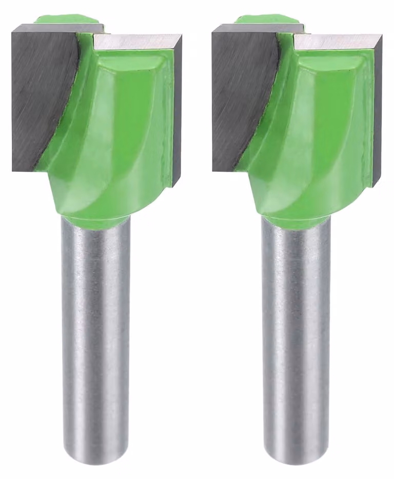 2 frese per la pulizia delle superfici, con gambo da 1/4 di pollice, in metallo duro, per la levigatura delle superfici dei piani di lavoro, fresa CNC per la realizzazione di scanalature, adatta per la lavorazione del legno, diametro 19/32"