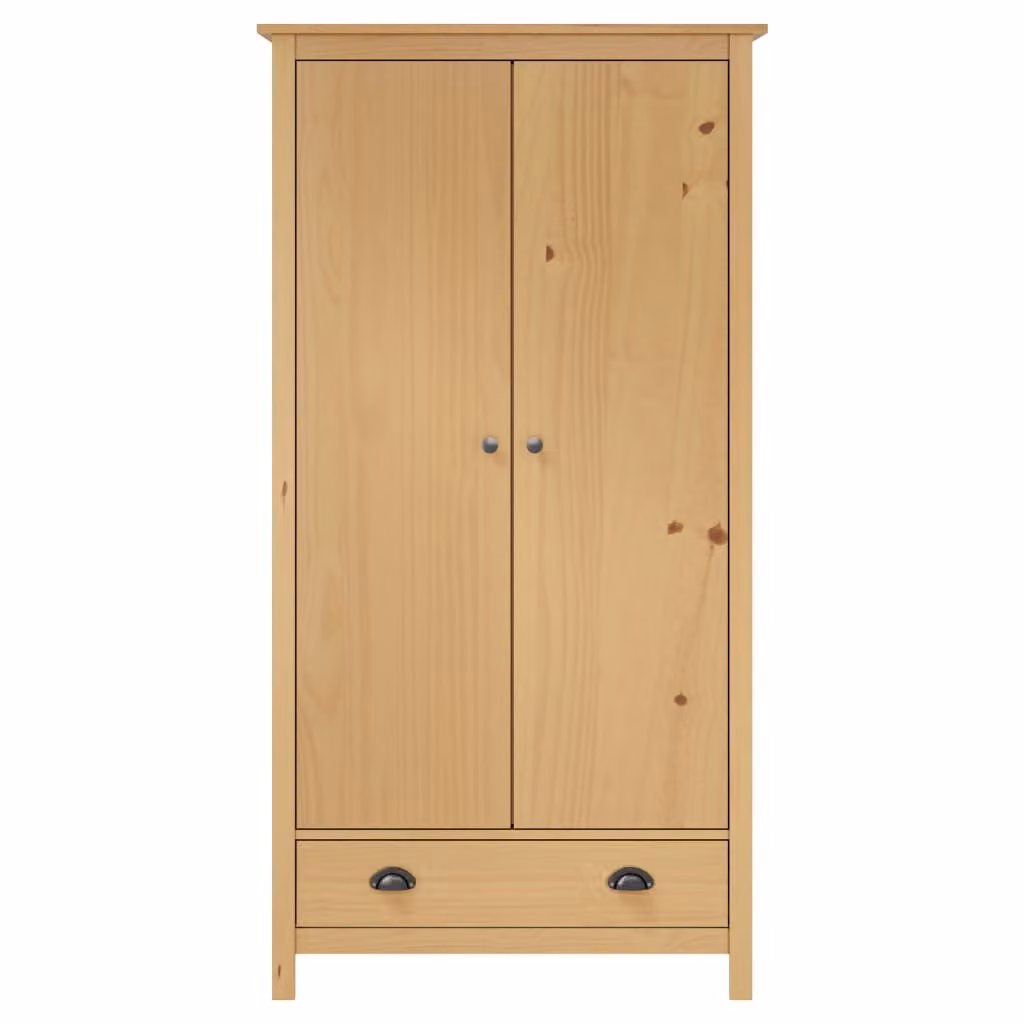Armadio a 2 Ante Hill 89x50x170 cm Legno Massello di Pino