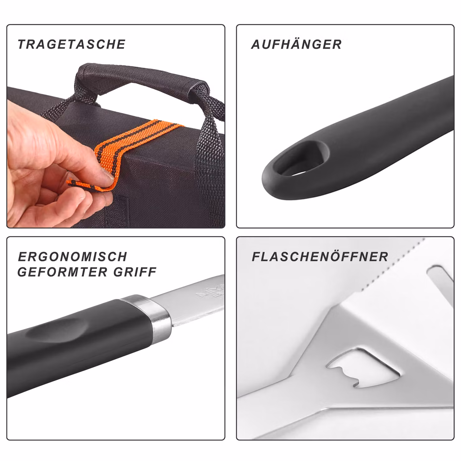 Set di 5 utensili per barbecue Deuba® in acciaio inossidabile e plastica, colore nero – 3