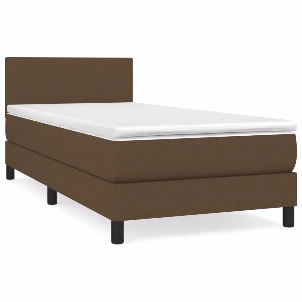 vidaXL Giroletto a Molle Ibrido con Materasso in Tessuto Marrone e Bianco L/P/H: 200 x 90 x 88 cm – 2