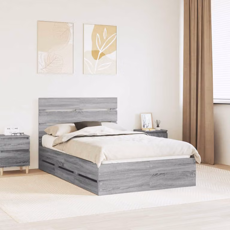 Struttura del letto con cassetto vidaXL in legno Grigio, L 120 x P 200 cm