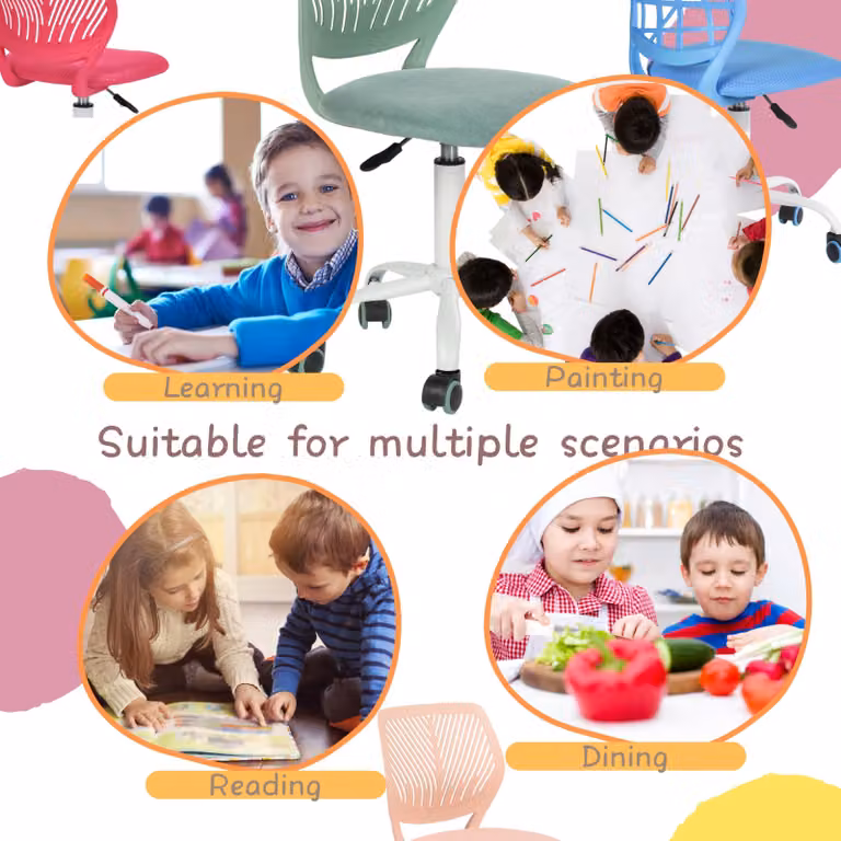 Sedia da gioco per bambini, design moderno ed ergonomico, regolabile in altezza, colore blu, ideale per la cameretta