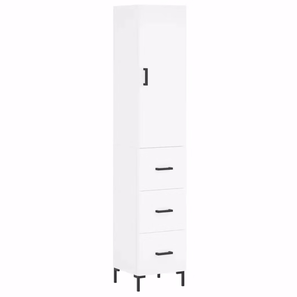 Credenza Buffet Design Mania Bianca in Legno e Metallo per Cucina e Sala da Pranzo L/P/H: 34,5 x 34 x 180 cm – 2