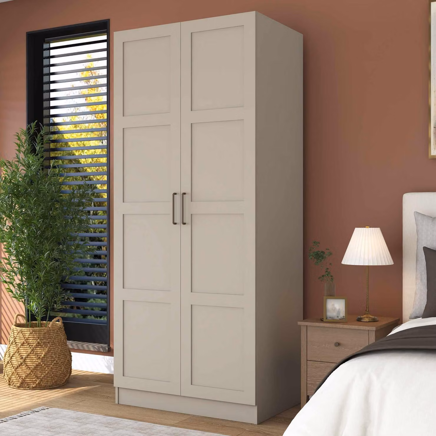Skye Decor, armadio di alta qualità, color sabbia, dimensioni 90x210x57,5 cm | 100% melaminico