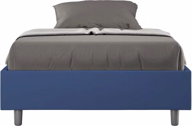 BS COM Letto una piazza e mezza con rete imbottito 120x200 similpelle blu