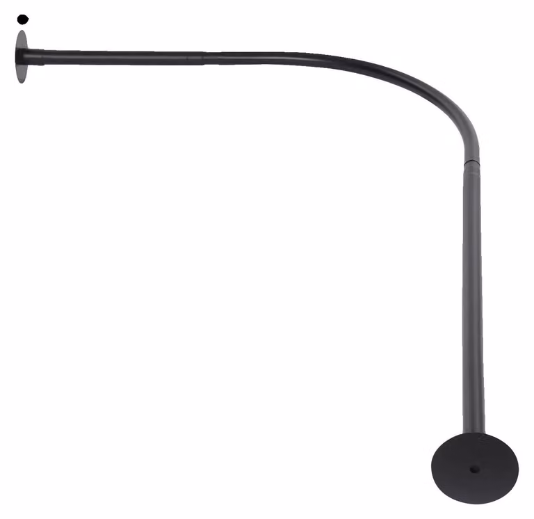Asta per tenda doccia, lunghezza regolabile, design a forma di L, nero