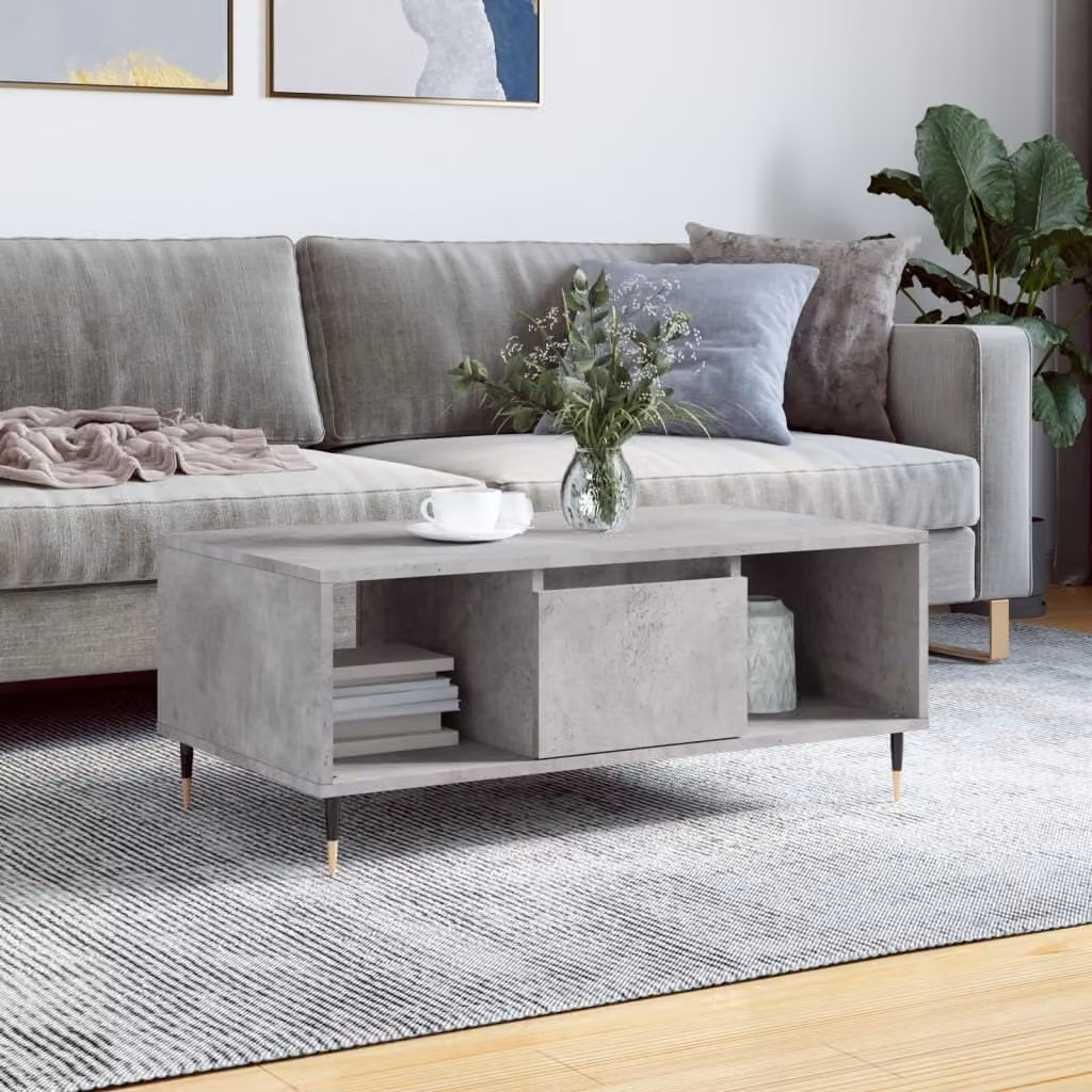 Maison Exclusive - Tavolino grigio cemento 90x50x36,5 cm Materiale ligneo