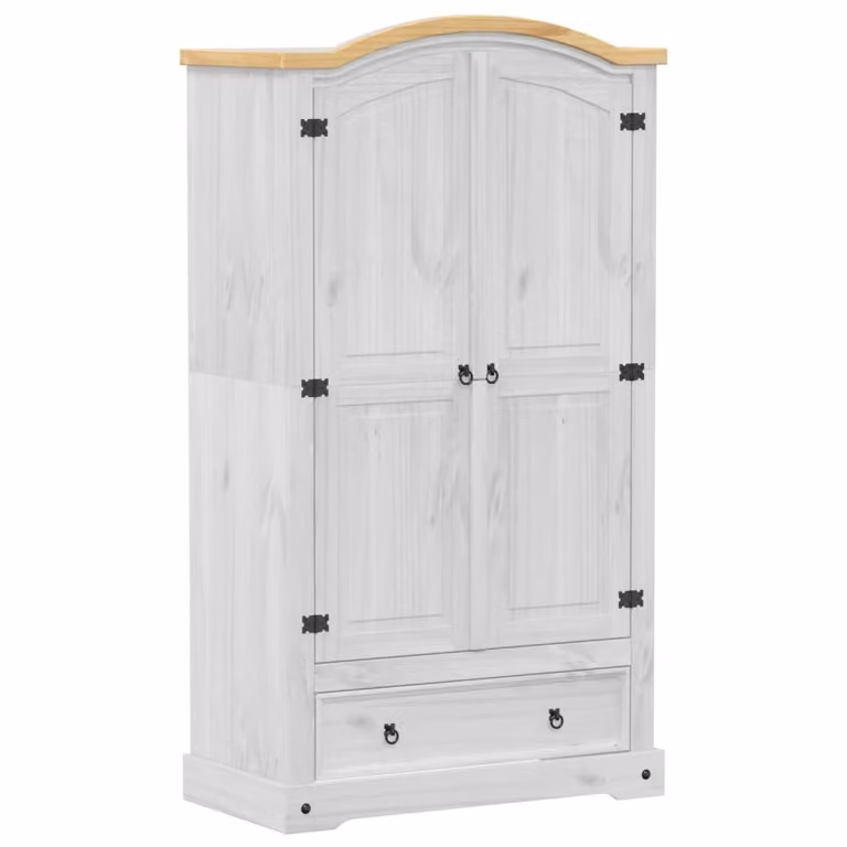 Armadio  Bianco 102x52x186 cm in Legno Massello di Pino