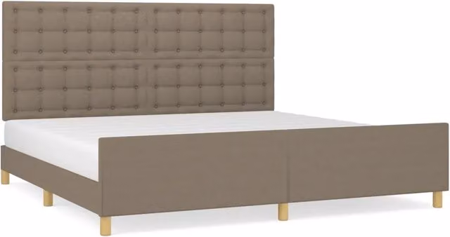 Letto matrimoniale | Letto per adulti | Giroletto senza Materasso Tortora 200x200 cm in Tessuto