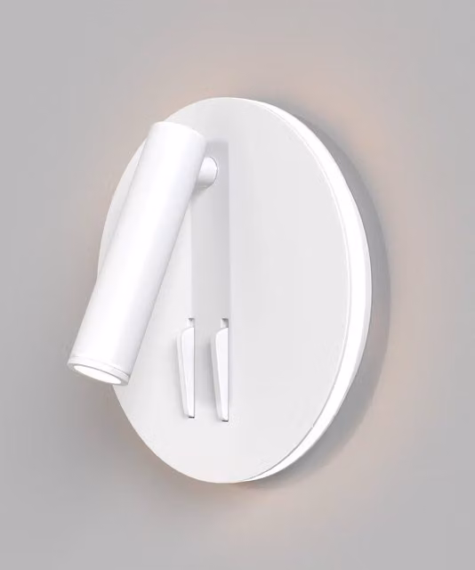Applique da parete moderna Maytoni Ios 176 in alluminio bianco con LED integrato da 10W luce bianco caldo e orientamento regolabile