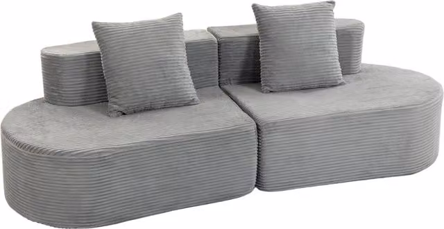 HOMCOM Divano 3 Posti Modulare, Seduta Ampia e Profonda, con Molle Insacchettate, in Velluto a Coste, Grigio Chiaro   Aosom Italy