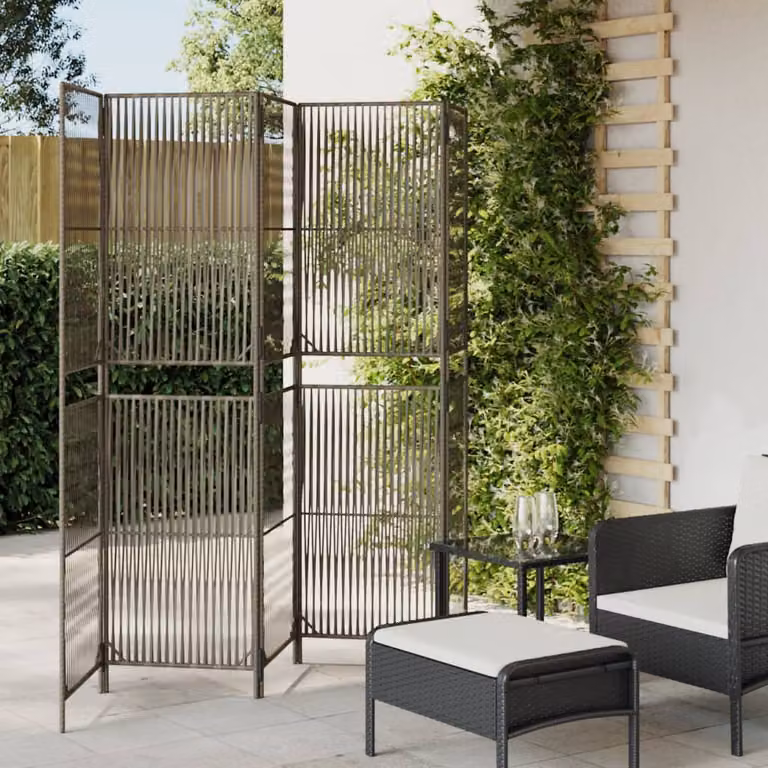 Divisorio per ambienti vidaXL a 5 pannelli in polyrattan grigio