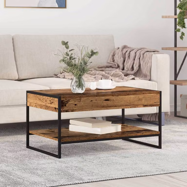 vidaXL Tavolino da salotto in stile industriale marrone L: 80 cm, P: 50 cm, H: 40 cm