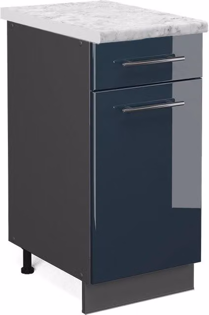 Mobiletto base per cucina Vicco Fame-Line Blu scuro lucido/Antracite L: 40 cm, H: 82 cm, P: 60 cm