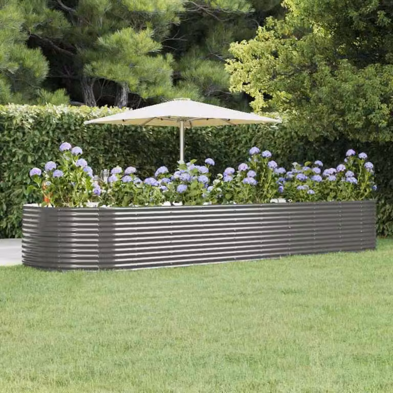 Letto da giardino rialzato vidaXL in acciaio zincato grigio L: 447 cm, P: 140 cm, H: 68 cm