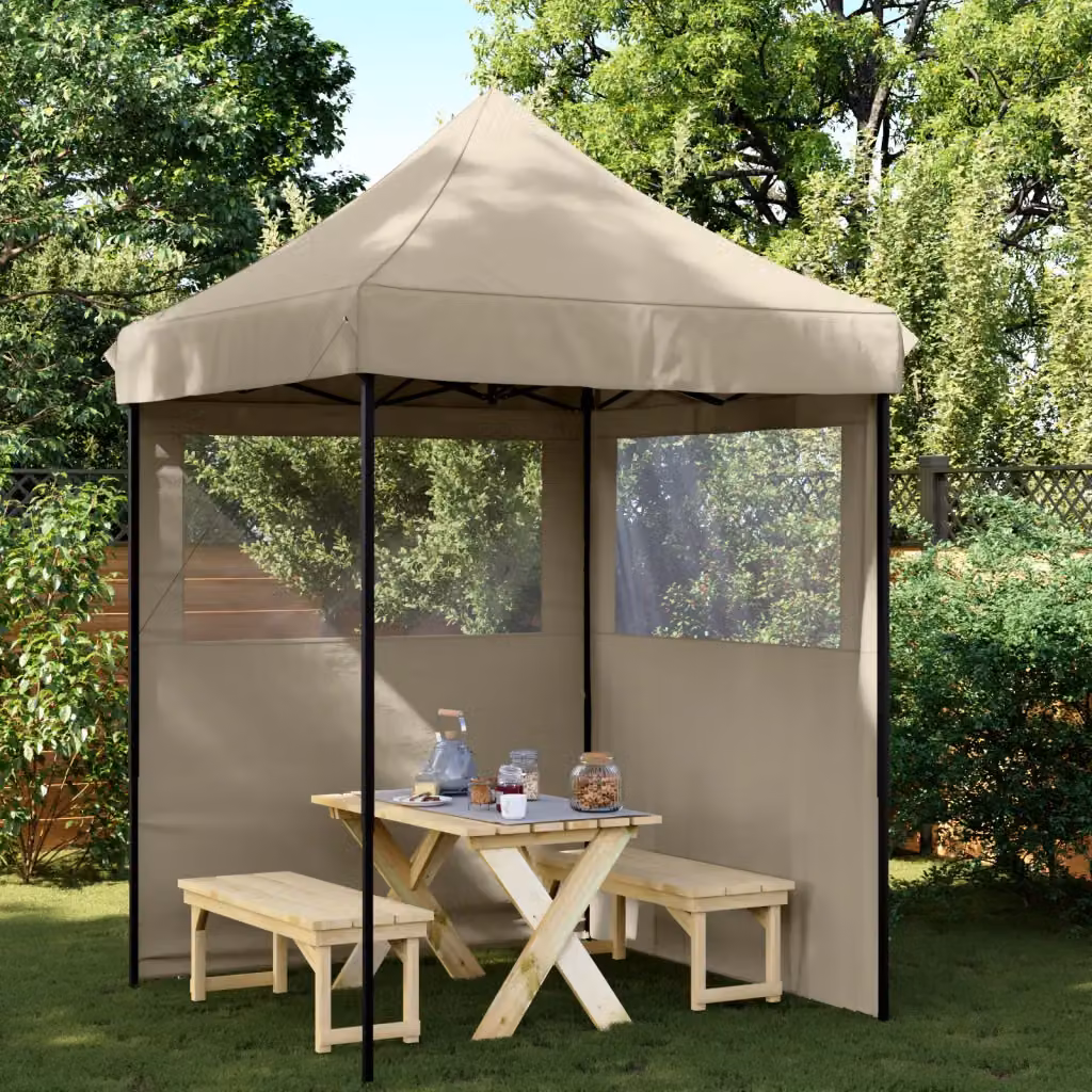 vidaXL Tendone per Feste Pieghevole Pop-Up con 2 Pareti Beige, Grigio o Nero
